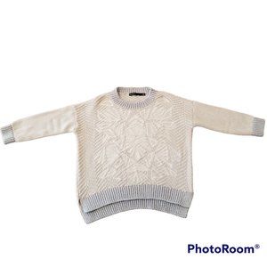 Karen Millen Pullover Cable Knit Metallic Trim Sweater, Size 1